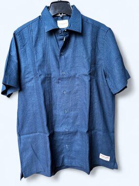 Scotch & soda Men's Short Sleeve Woven Shirt Blue Size M